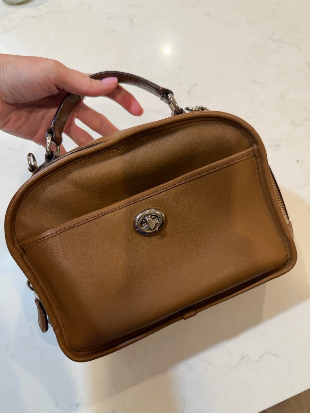 Coach Re-Edition Lunch Pail Top Handle Bag in Brown with Silver Turnlock